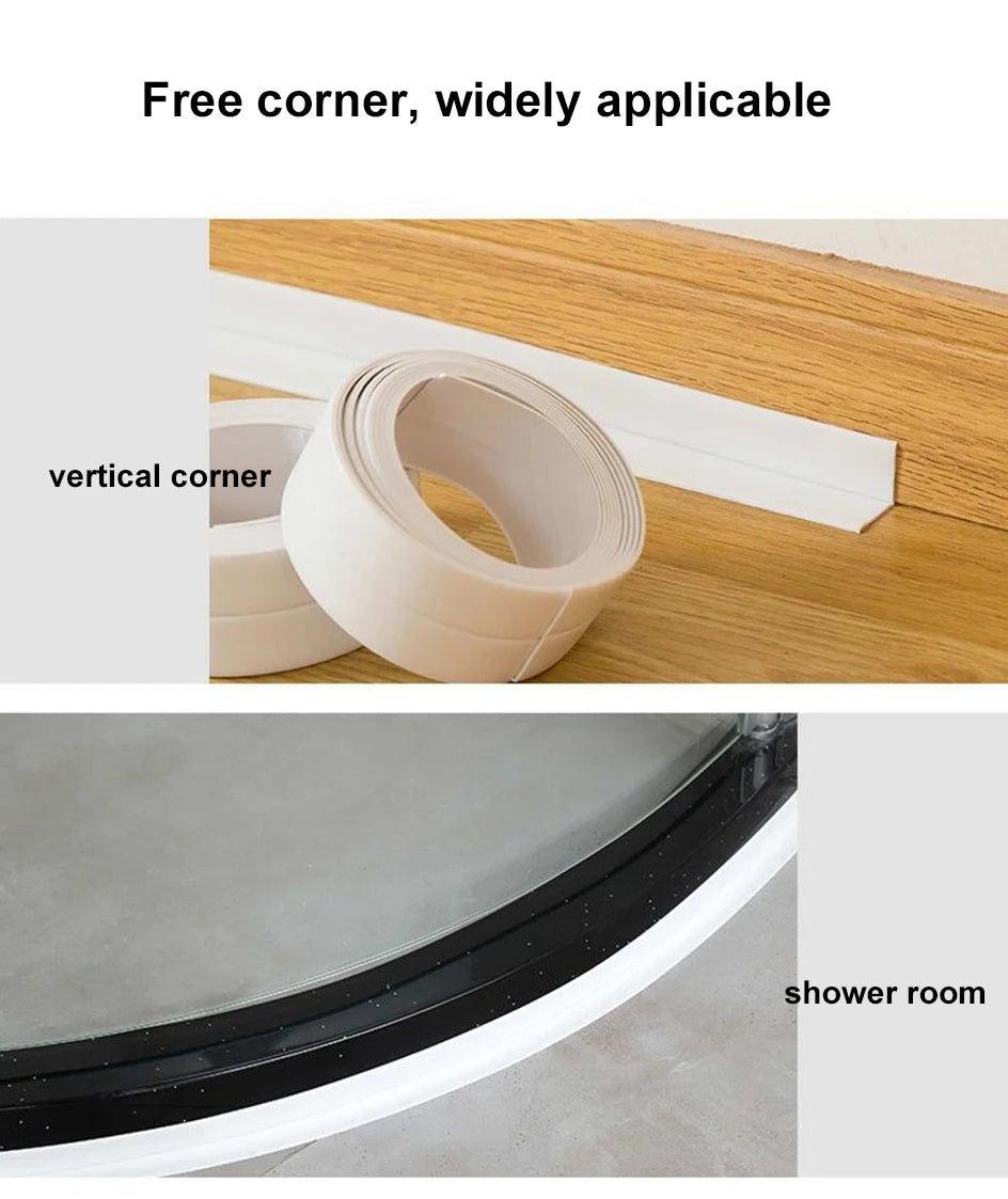 Bande de calfeutrage de bain auto-adhésive en PVC, 3.2M, résistant à l'huile, autocollant mural d'angle de bord d'évier de cuisine, bande d'étanchéité étanche pour toilettes