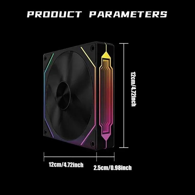 Ventilateur de boîtier d'ordinateur LDPCSJ PRISM 4 RS 12cm ARGB 4 broches, refroidissement silencieux, 12V, grand volume d'air, 800-1600 tr/min, pour PC de jeu de bureau