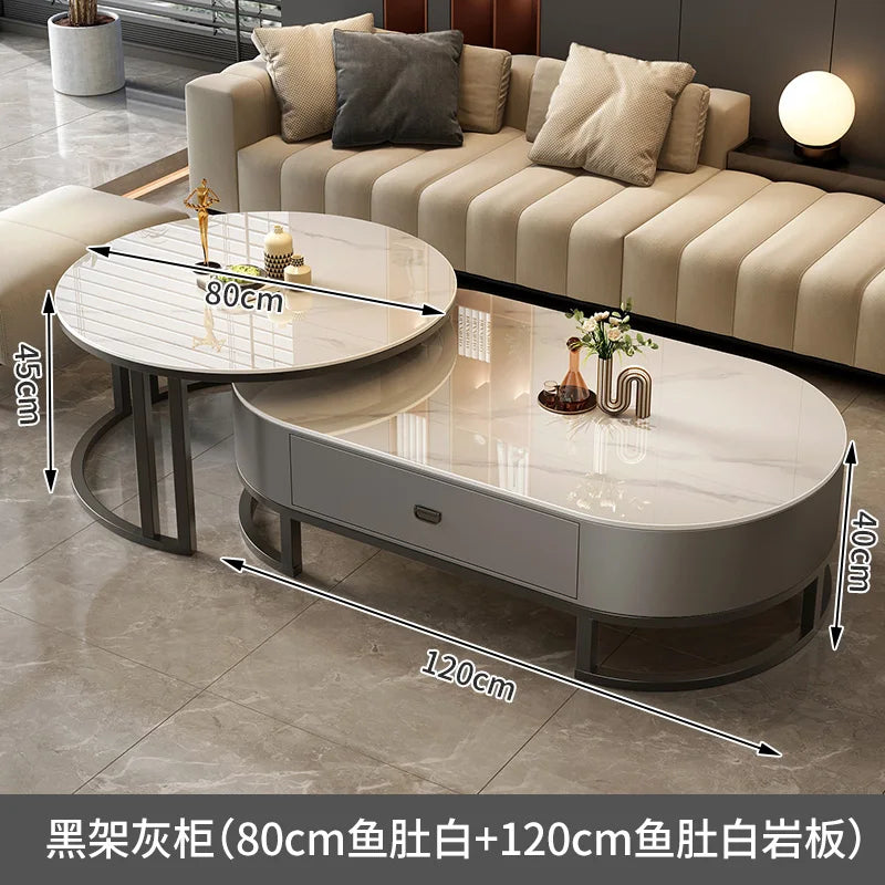 Luxury Extendable Round Modern Coffee Tables Minimalist Premium Design Book Furniture Mesa De Centro De Sala