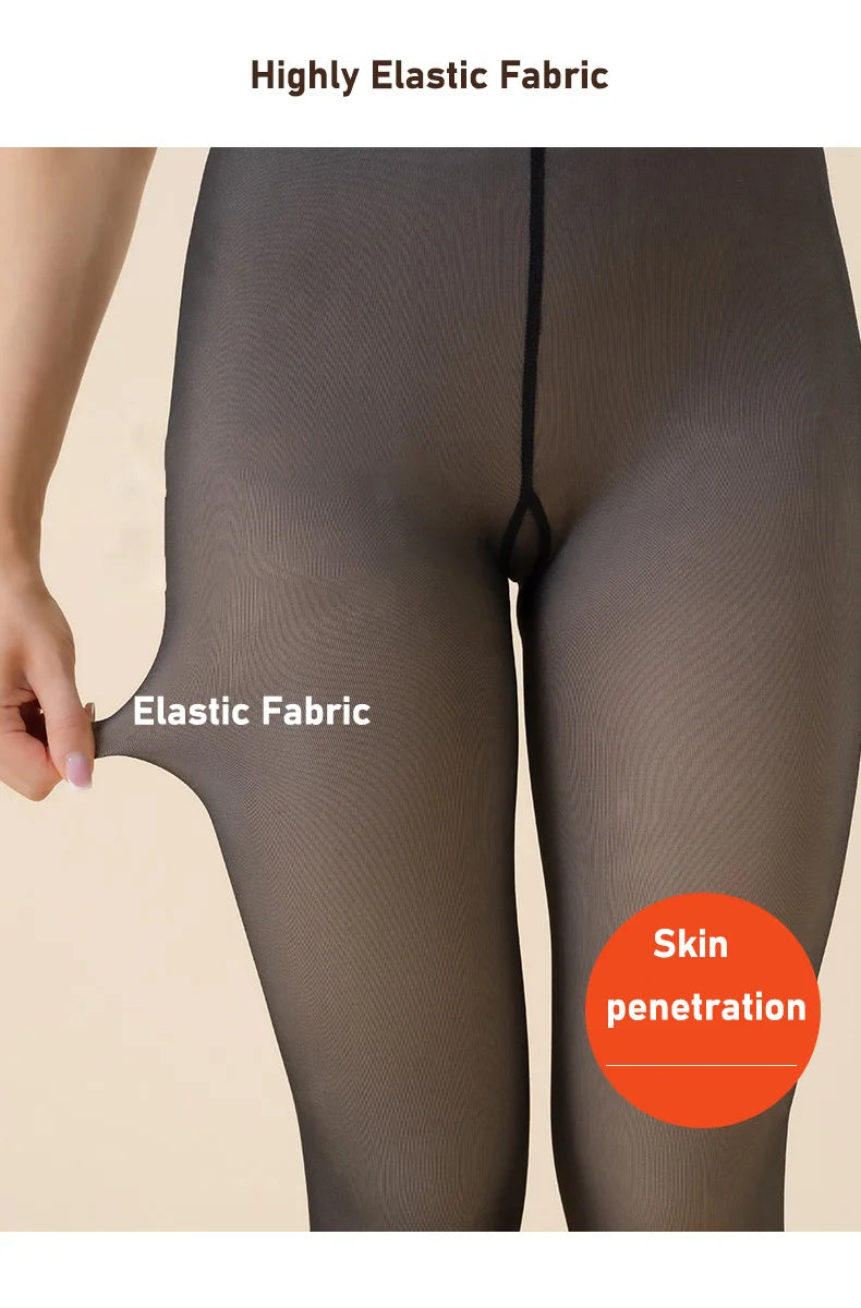 Collants thermiques épais pour femmes, collants translucides, bas thermiques, taille haute, élastique, mince, sexy, velours, sourire, leggings, hiver