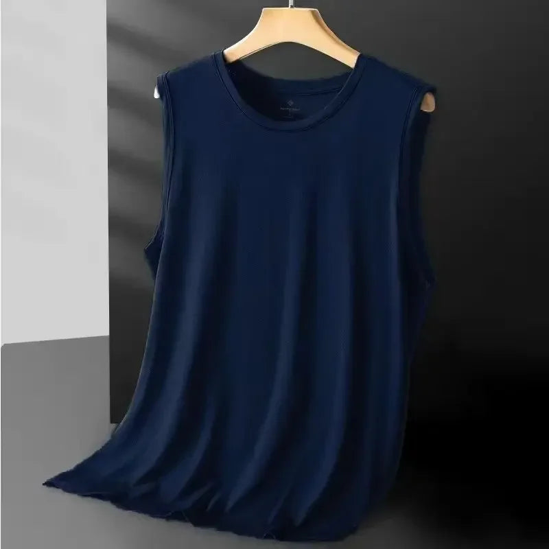 Débardeur en maille de soie glacée pour homme 2026 – Léger, sportif, sans manches, pour l'été – T-shirt décontracté et tendance