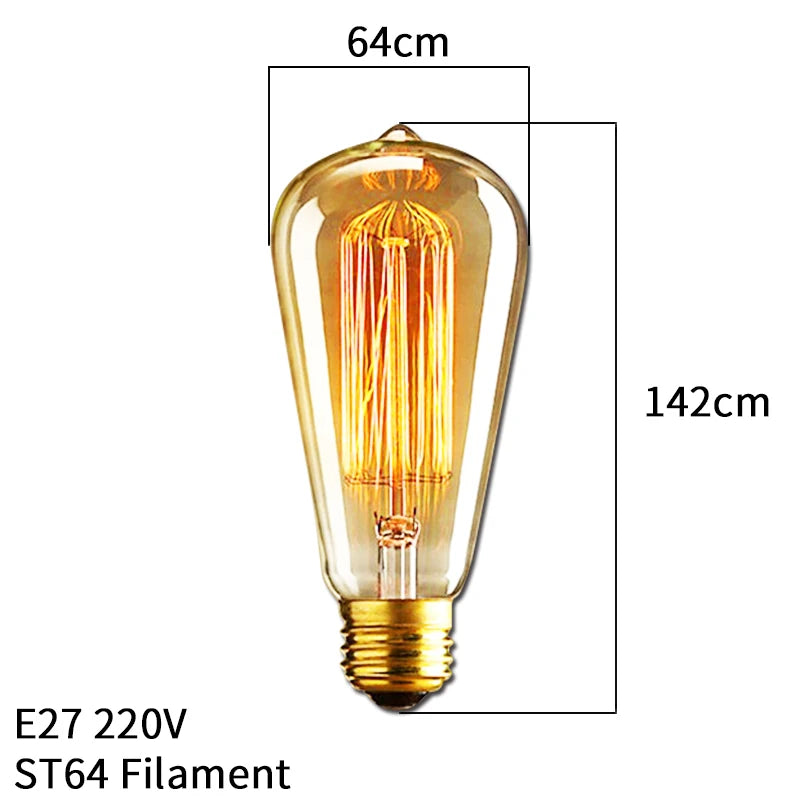 Bombilla retro Edison regulable E27 40W 110V 220V Lámpara incandescente de filamento vintage Bombilla decorativa