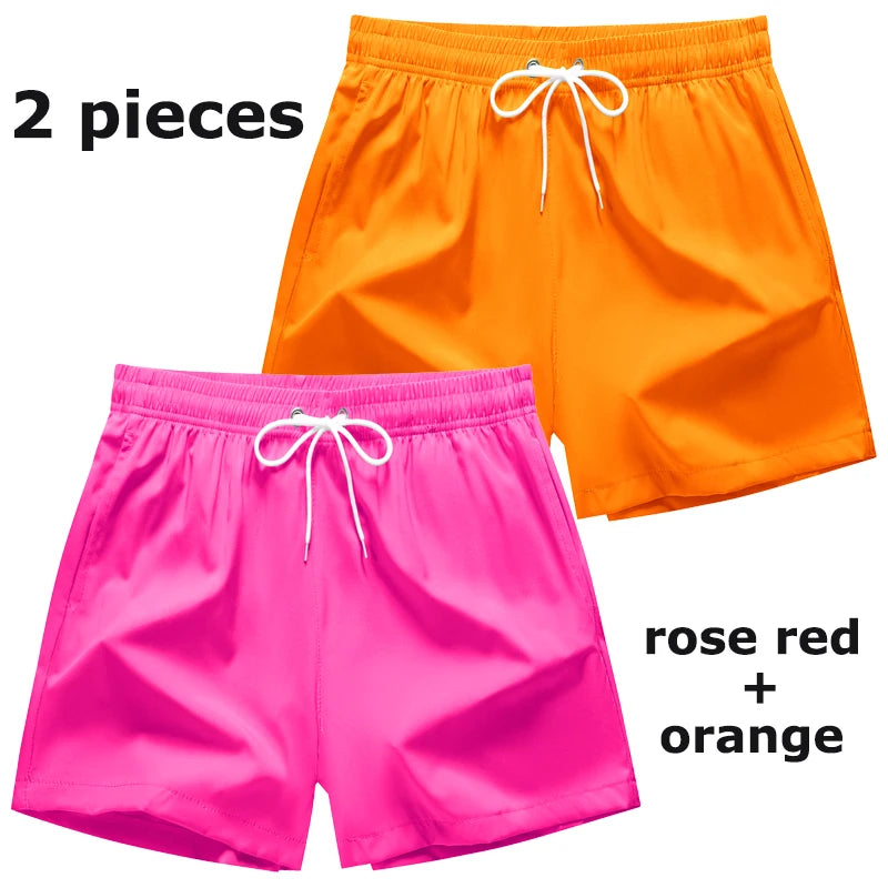 Maillot de bain pour hommes avec doublure en maille poches latérales short de plage solide séchage rapide léger cordon de serrage short de bain maillot de bain d'été
