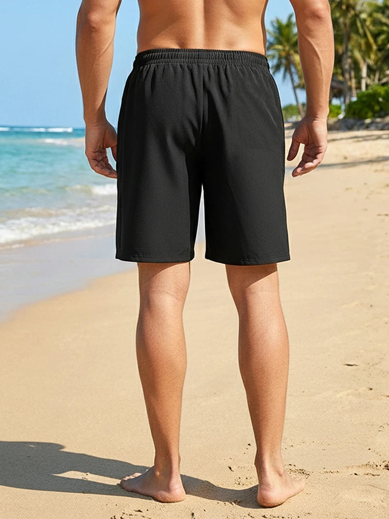 Short de plage d'été pour hommes avec poches zippées, short de planche à séchage rapide avec doublure en maille, maillot de bain, maillot de bain