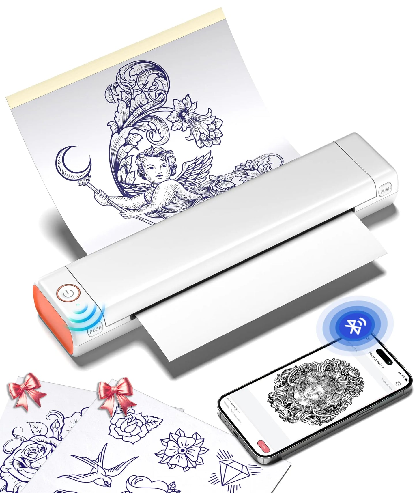Phomemo – Bluetooth Tattoo Stencil Printer, M08F Wireless Tattoo Transfer Machine with 10 Free Transfer Papers, for Artists and Beginners