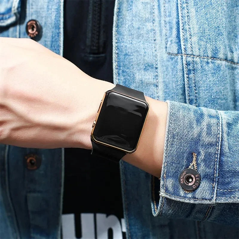Reloj digital sencillo para hombres y mujeres, deportivo, de moda, electrónico, LED, correa de silicona negra, reloj de hombre informal, Reloj Hombre