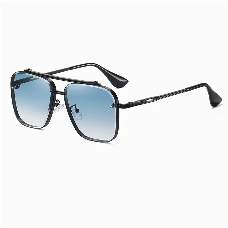 Nuevas gafas de sol degradadas para hombre, moda, metal, montura grande, gafas de sol, marca de lujo, Lunette De Soleil Homme