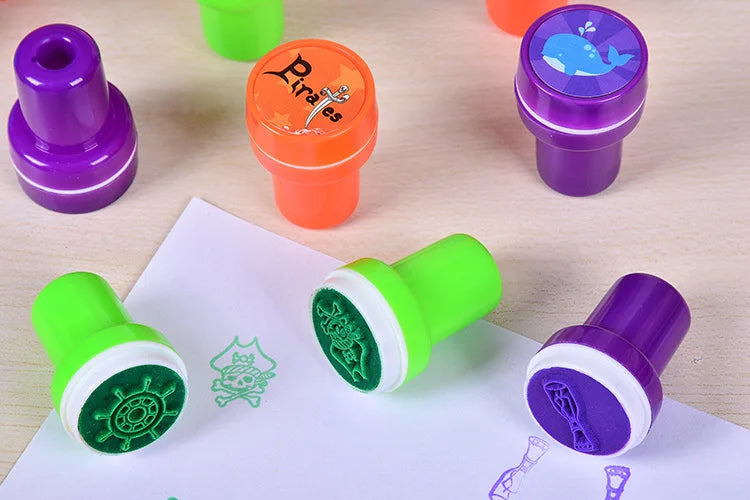 Assortiment de timbres auto-encreurs pour enfants, 10 pièces, tampons de jouets pour enfants, sceau de visage Smiley, Scrapbooking, peinture à la main, décor d'album Photo