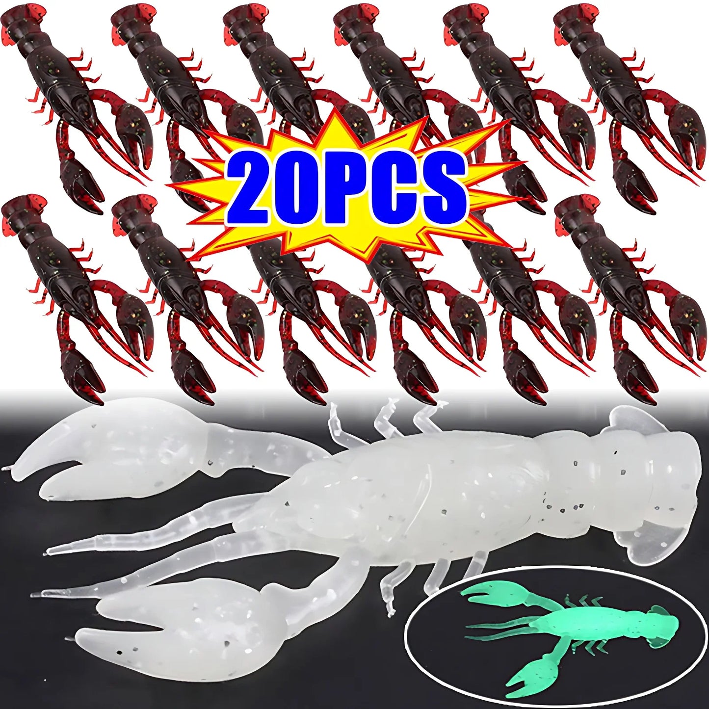 5/10/20 pièces leurres de poisson souples appâts de crevettes artificiels matériel de pêche homard écrevisses ver anguille aiguille nageurs gabarits outils de pêche