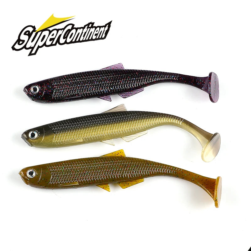 Supercontinent ShadTeez T-Tail 5 cm/7.5 cm/12 cm Pike Zander Predator Fishing 3D Eyes Soft Lure Fishing Lures