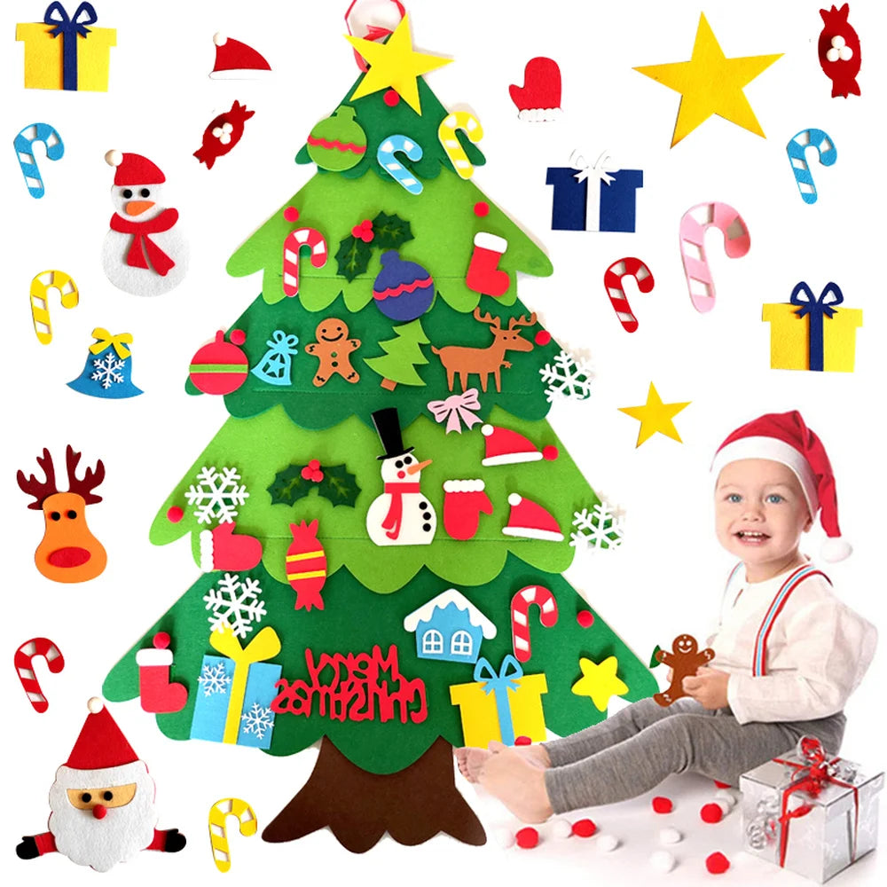 Arbre de noël en feutre, décoration pour la maison, nouvel an 2022, ornements de noël, cadeaux pour enfants, DIY