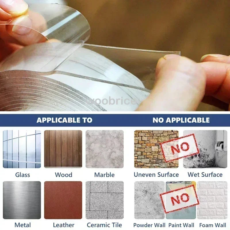 Cinta adhesiva de doble cara transparente, súper resistente, reutilizable, impermeable, resistente al calor, decoración para baño y hogar