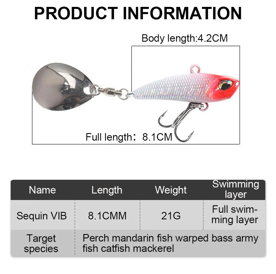WALK FISH 7g 11g 15g 21g Spinner appât métal VIB leurre de pêche queue rotative Vibration paillettes japon Wobbler pêche à la traîne appât Pesca