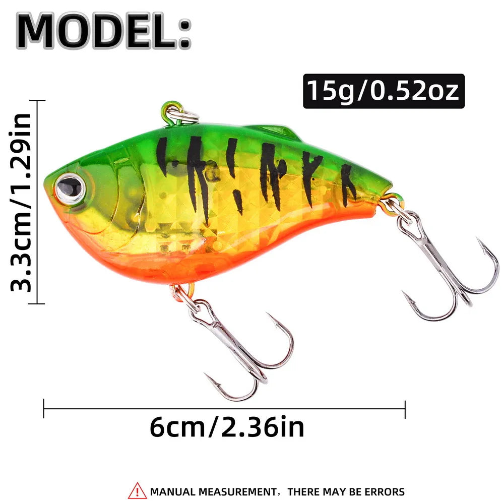 Aorace 1 PC VIB leurres de pêche 15g 6 cm appât dur artificiel coulant manivelle Wobber matériel de pêche avec hameçons triples