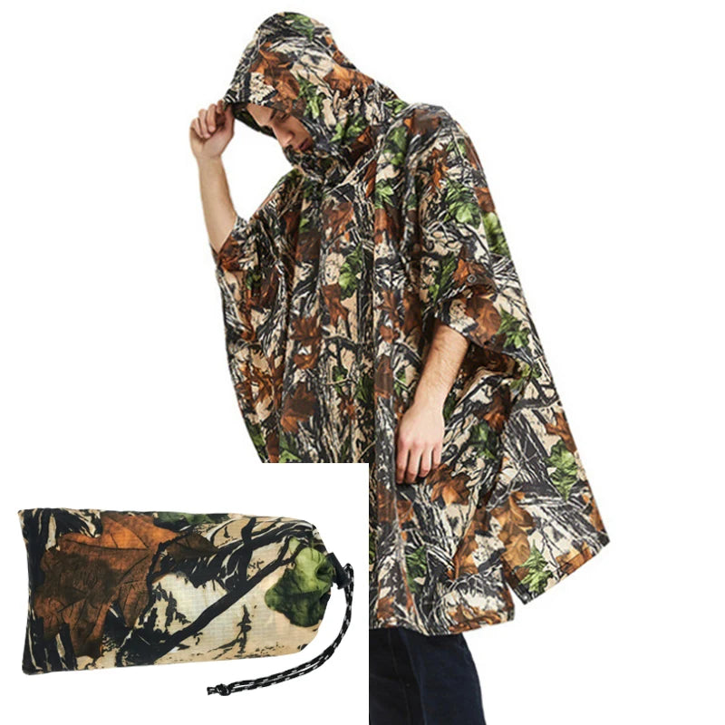 Poncho de Camouflage respirant pour l'extérieur, imperméable tactique de Jungle, observation des oiseaux, randonnée, chasse, combinaison Ghillie, équipement de pluie de voyage