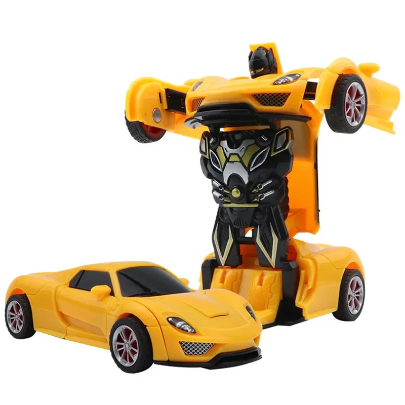 Coche de juguete de cambio de forma de impacto inercial para niños, robot Autobot de cambio de forma con un solo botón, rompecabezas de cambio de forma, colisión