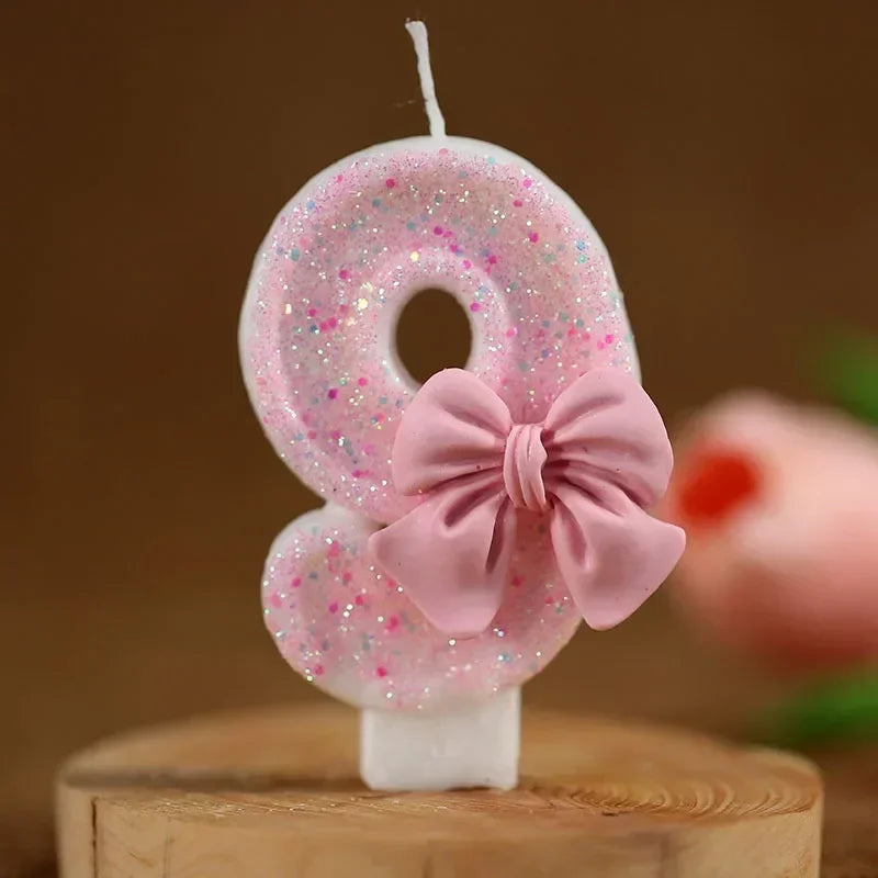 Nuevo número pastel vela rosa brillante vela de cumpleaños 1 2 3 4 5 6 7 8 9 3D número vela pastel Topper fiesta de cumpleaños pastel decoración