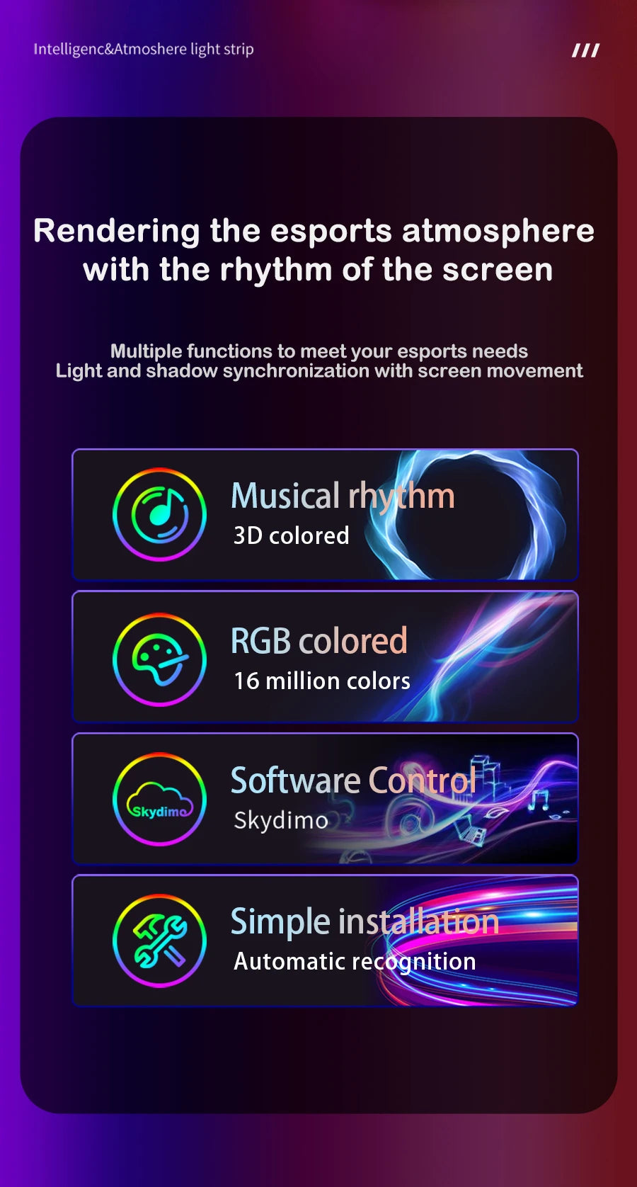 Bande lumineuse LED intelligente pour jeu, moniteur d'ordinateur, rétro-éclairage, synchronisation, barre lumineuse RGB, écran USB, lampe de décoration pour chambre à coucher
