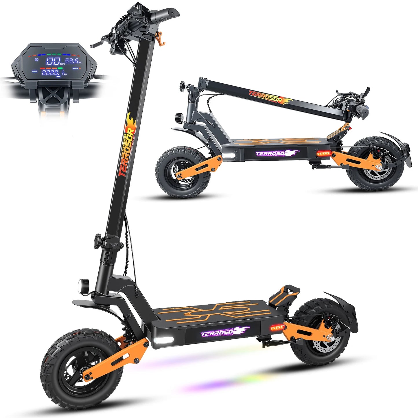 Electric Scooter for Adults, 1200 W Motor, Foldable E-Scooter Up to 40 mph and 30 Mile Range, 11" All-Terrain Scooter with Dual Sus