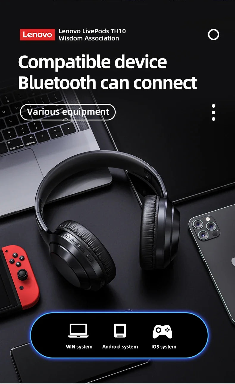 Auriculares estéreo Bluetooth Lenovo Thinkplus TH10 TWS Auriculares de música con micrófono para móvil iPhone Samsung Android iOS