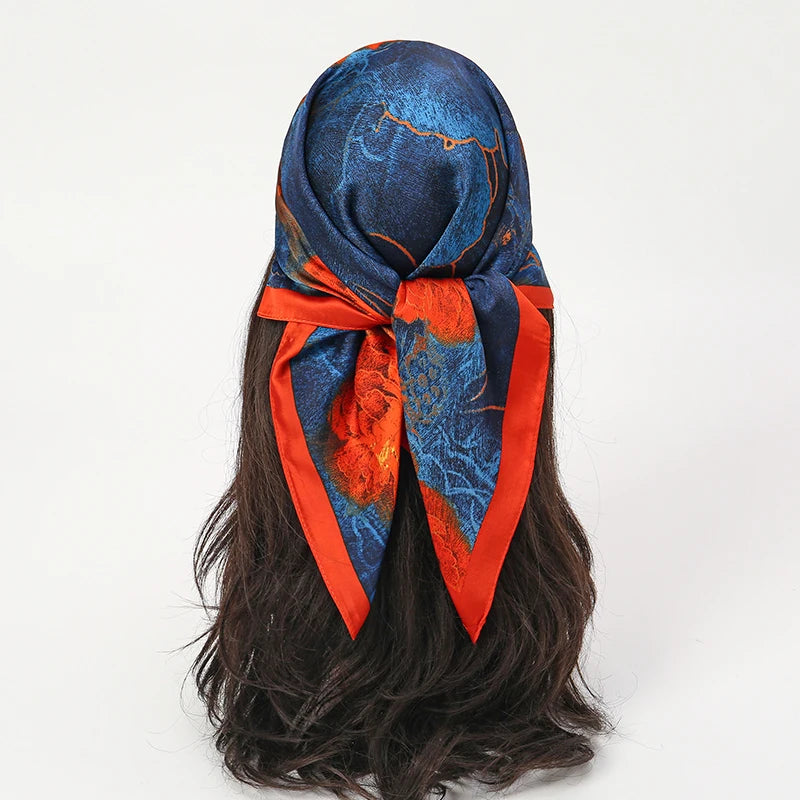 Foulard carré hijab pour femme imprimé populaire — étoles plage, châle, bandeau cheveux
