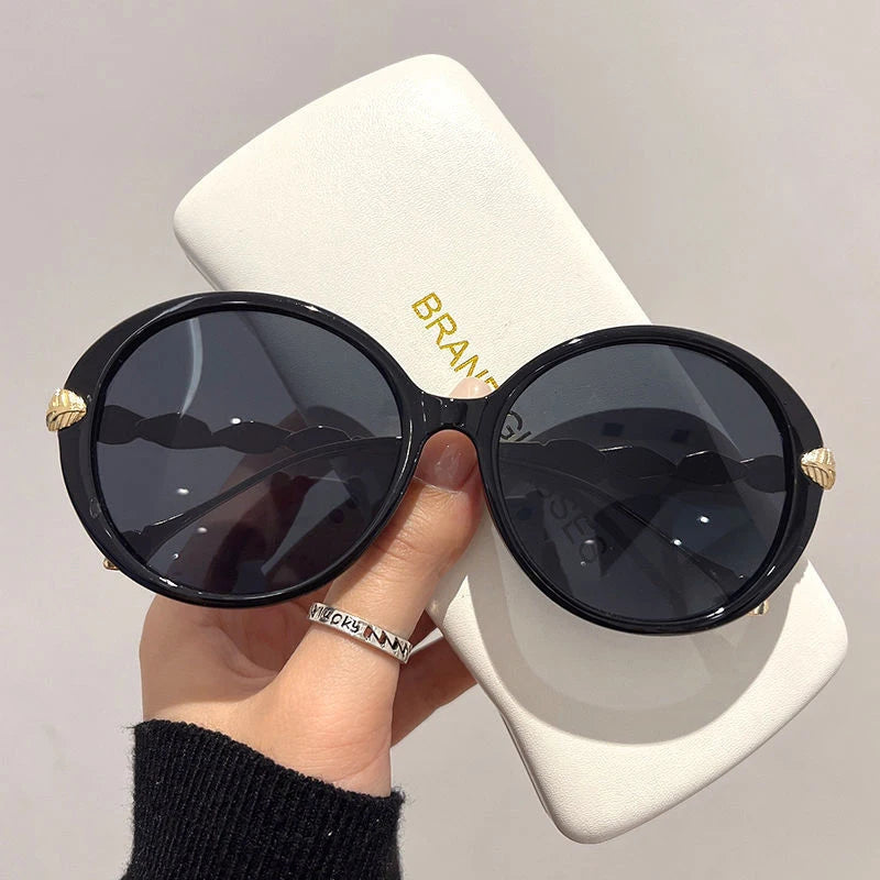 Lunettes de soleil polarisées femme — dégradé, lentille ronde, carré, luxe (v2)