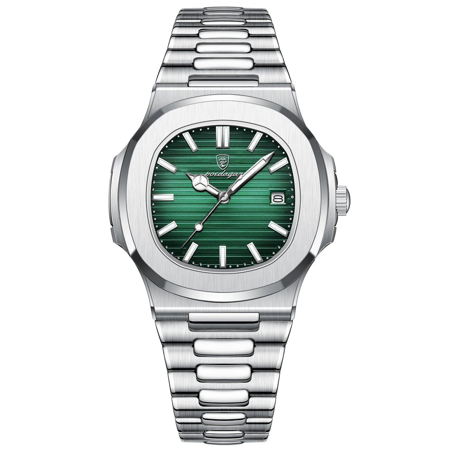 POEDAGAR - Reloj de pulsera cuadrado de moda para hombre, luminoso, impermeable, de acero inoxidable, reloj de cuarzo para hombre, de negocios, Reloj