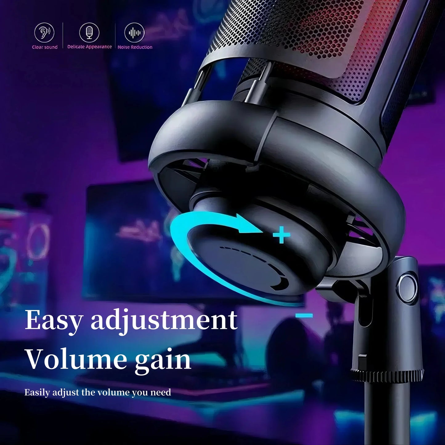 Microphone USB Professionnel à Condensateur RGB — Enregistrement, Gaming, Streaming Direct