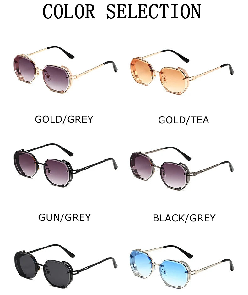 Lunettes de soleil carrées punk pour hommes, nuances rétro, luxe, mode vintage, steampunk, 2023