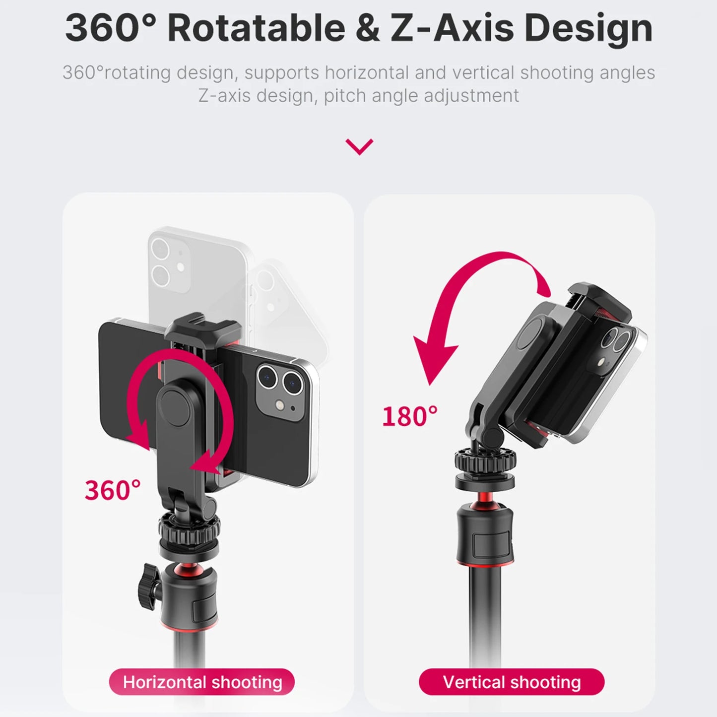 Support Téléphone Trépied 360° Multifonctionnel — Pince Double Sabot Froid Vlog