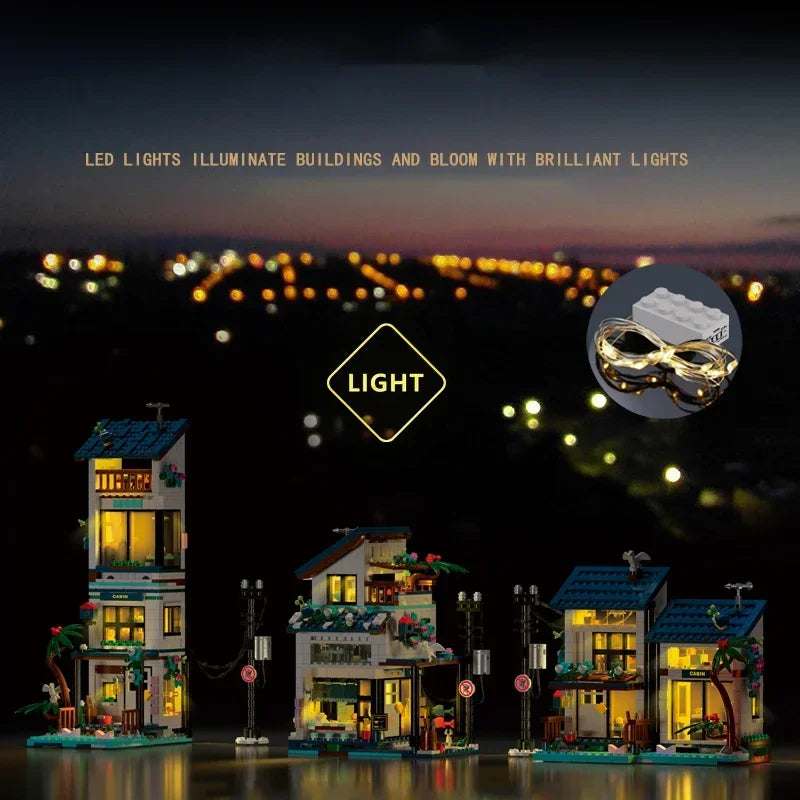 Blocs de Construction Rétro LED Enfant — Ville Japonaise Plage Villa 813 Pièces