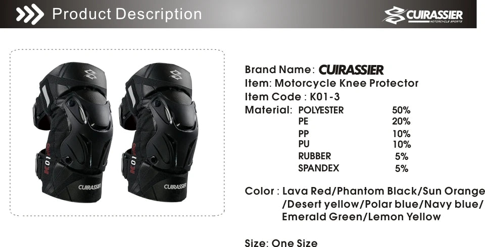 Cuirassier-Genouillères de protection pour motocross, genouillères de moto, protection MX, coussinets de course de coulée de nuit Équipement de moto avec coque renforcée et haute visibilité pour une conduite nocturne
