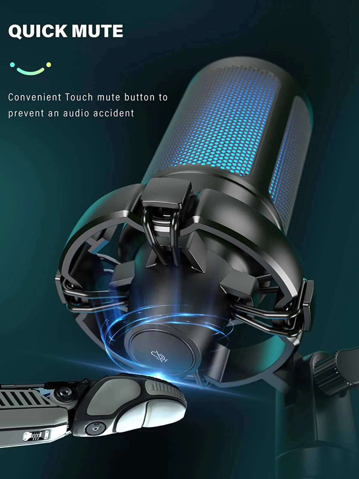 FIFINE AmpliGame A2 — Microphone USB Gaming RGB Sourdine Tactile Trépied PC & PS4/5