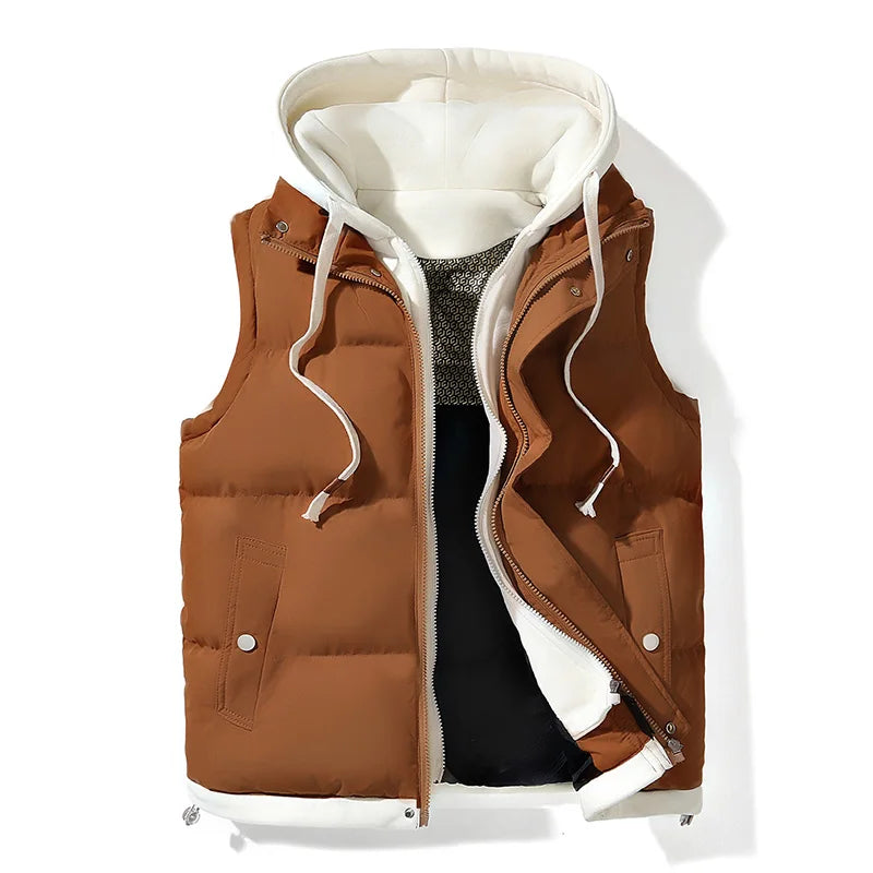 Veste d'hiver à capuche pour hommes, manteau en duvet de coton, gilet épais, gilet chaud, manteau décontracté
