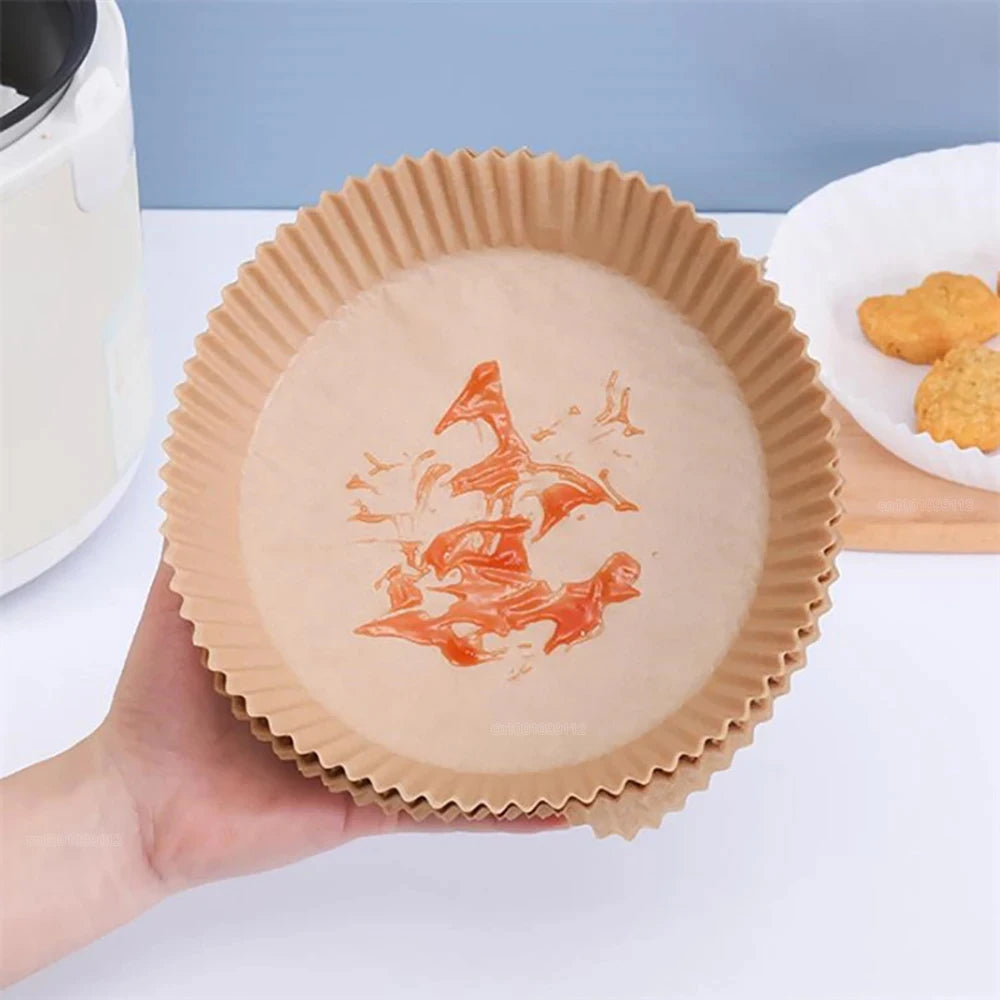 Papier antiadhésif pour friteuse à air et poulet, papiers de cuisson ronds, doublures en papier, accessoires de cuisine, 50 pièces, 100 pièces