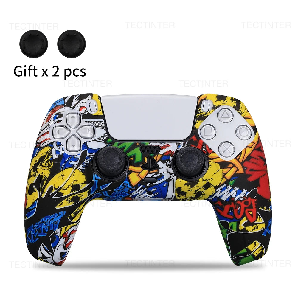 Funda de silicona protectora para mando de PS5, antideslizante, protectora, para gamepad de PlayStation 5, accesorios con agarres