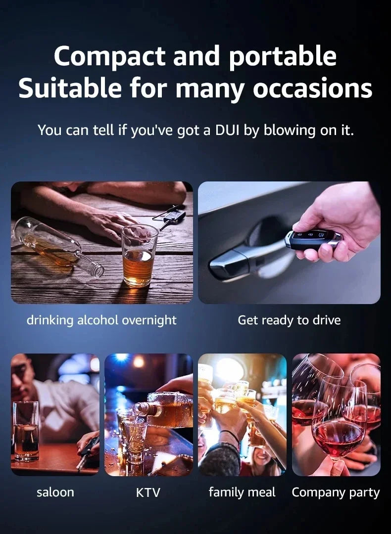 Alcoholímetro profesional Lenovo de alta precisión, pantalla digital portátil, seguridad del conductor de vehículos de motor, respuesta rápida en tiempo real