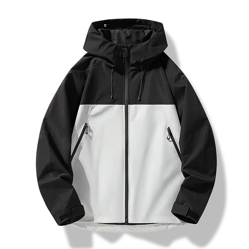 Chaqueta de primavera y otoño para hombre, informal, deportiva, cortavientos, impermeable, con capucha, ropa exterior, abrigos de color liso, con cremalleras, para pareja, para exteriores