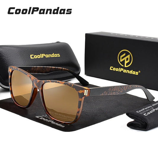 Classique Vintage lunettes de soleil polarisées homme mode léopard cadre rétro lunettes femme UV400 Anti-éblouissement lunettes de soleil homme