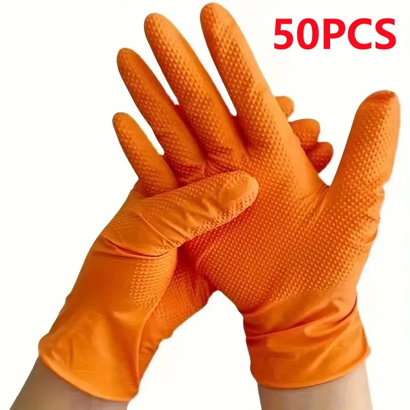 8mil Thick Nitrile Gloves, 30/50 Pieces, Industrial Disposable Gloves with Diamond Texture, Latex-Free, Heavy-Duty Mechanic Gloves for Automotive