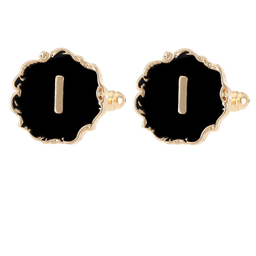 Boutons de manchette classiques pour hommes, 26 lettres initiales de l'alphabet, A B C D E F G H I J K L M N O P Q R S T U, bouton à manches V W X Y Z