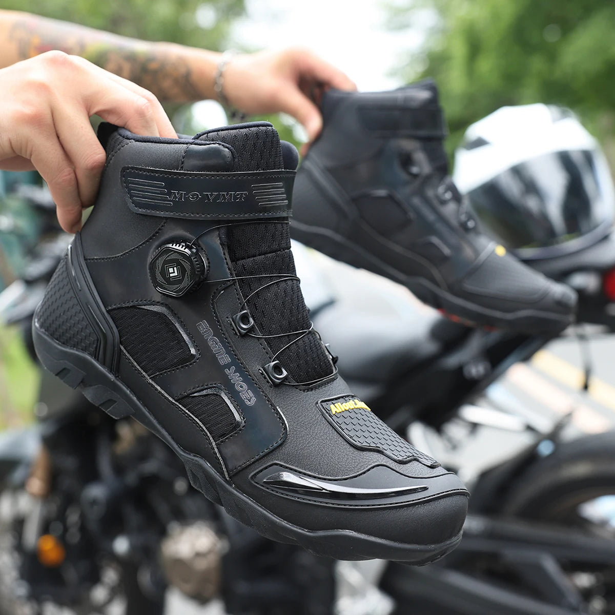 Bottes Moto Homme Cuir Respirantes — Antidérapantes & Résistantes