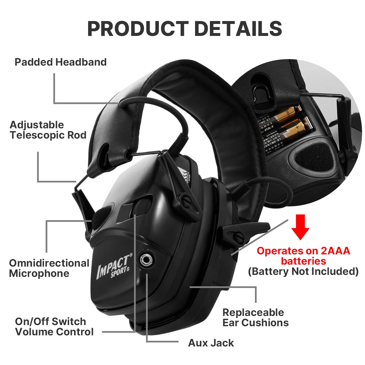 Casque anti-bruit électronique tactique pour le tir, sports de plein air, amplification du son, protection auditive pour la chasse, NRR 22dB