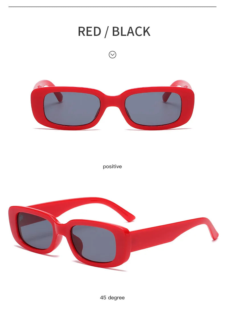 Lunettes de soleil carrées rétro vintage — petites, rectangulaires, voyage, femme