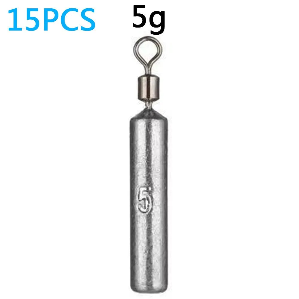 Le poids de pêche 15pcs/lot plombs 7 moules 3.5g 5g 10g tube 20g 14g 子弹铅 pendentif en métal verticale pince outil Sast Pesca kit de pêche en mer