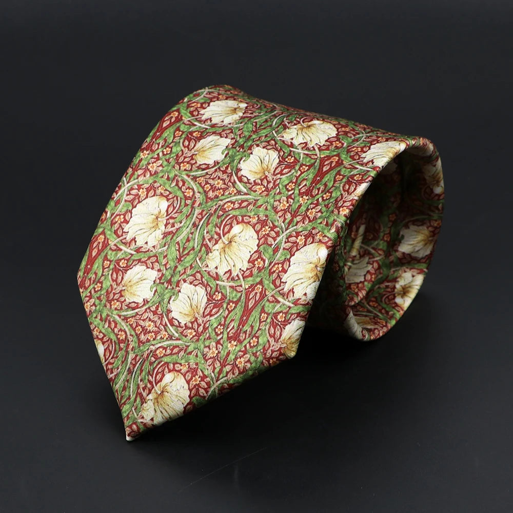 Men's Vintage Digital Print Ties, Floral Pattern, Artificial, Forest, Soft, Retro, Casual, Accessory, 8cm