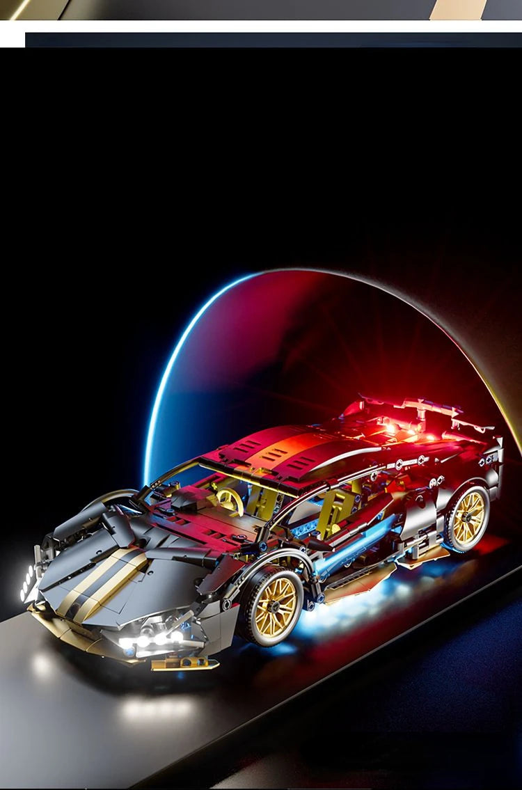 Blocs de construction de course de supercar noir, technologie 1:14, voiture en brique assemblée, jouet, cadeau d'anniversaire pour garçons