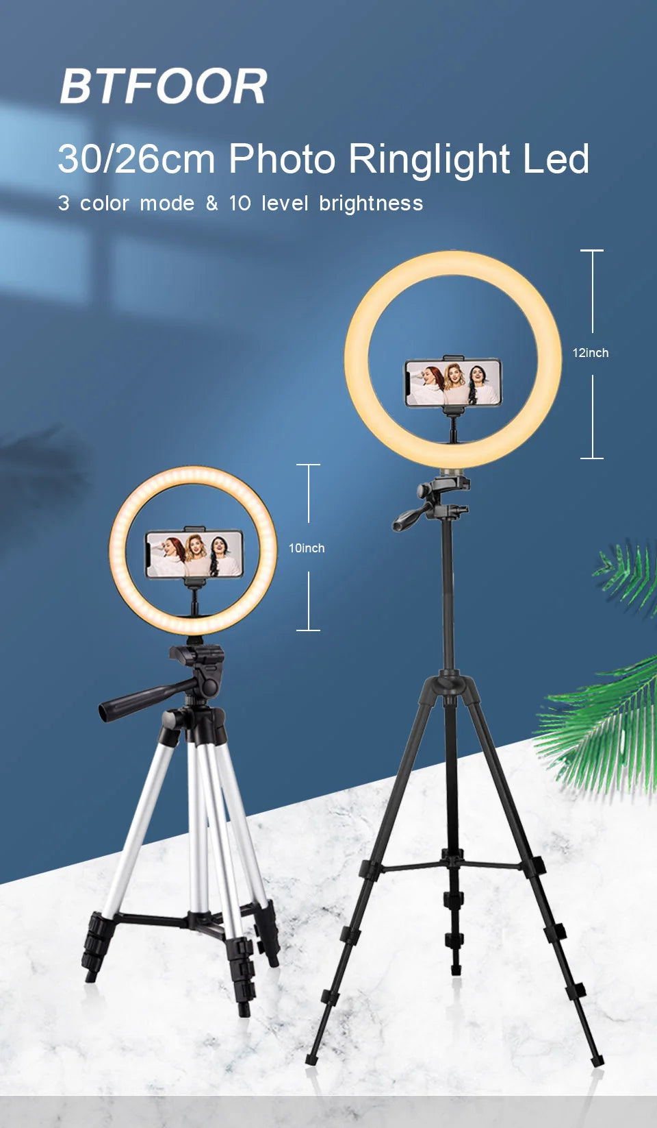 Anneau Lumineux LED Selfie 26cm avec Trépied — Éclairage Photo & Vidéo YouTube