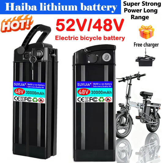 New 48V 52V Silverfish Battery For Electric Bike 30AH 20Ah 17Ah High Capacity 18650 Cell Batteries 500-2000W Power