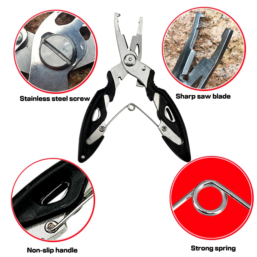 Stainless Steel Fishing Pliers, 21/17cm, Multifunctional Fish Controller Set, Spinning/Considering Fish, Fishing Gear